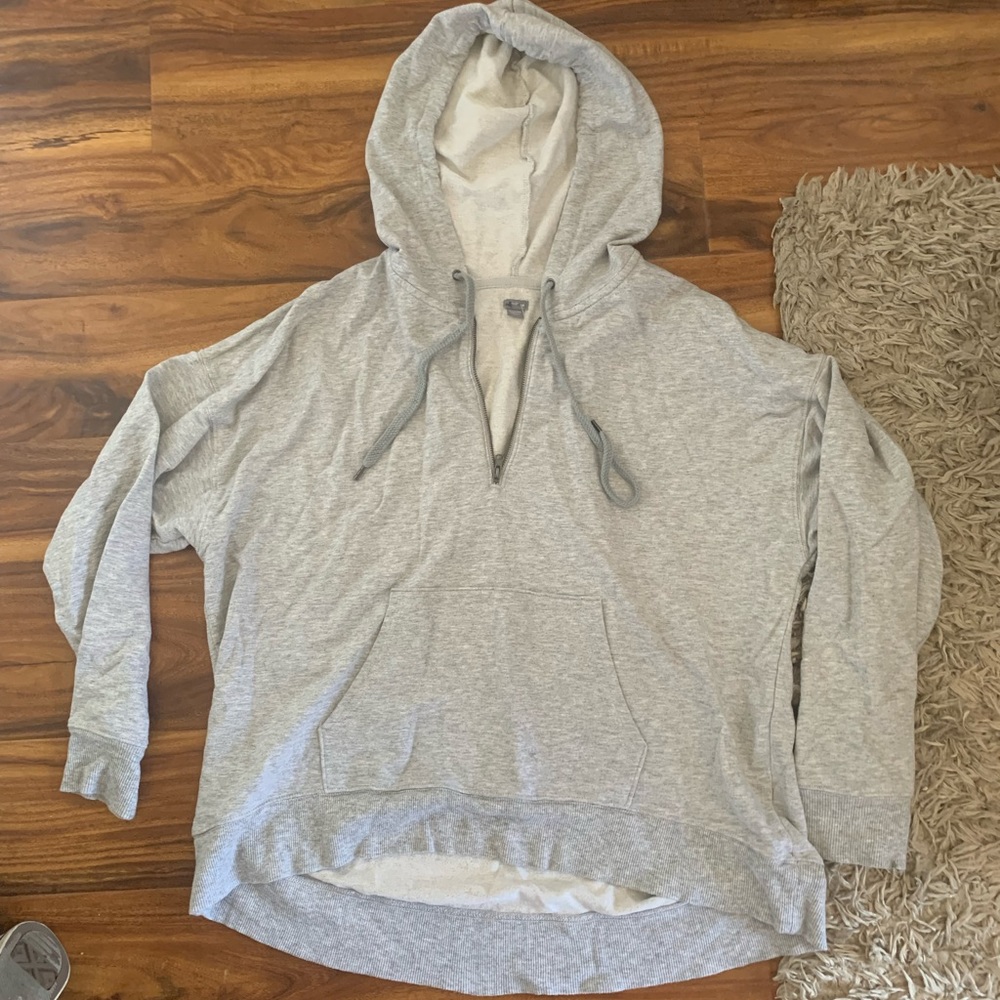 OVERSIZED AERIE QUARTER ZIP GREY HOODIE
